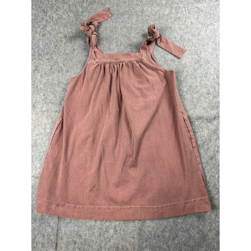 Free People Beach Mini Dress Womens M Mauve Cotton Boho Tie Shoulder Pockets Y2K